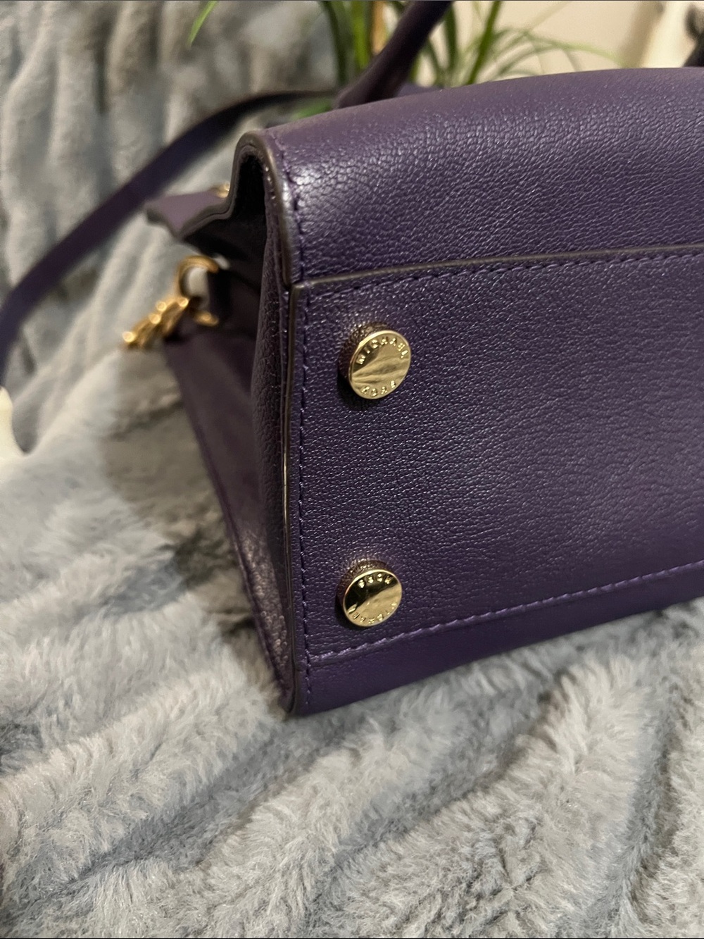 Michael Kors Hamilton East West Purple Leather Satchel Retail $348 EUC - Picture 8 of 8